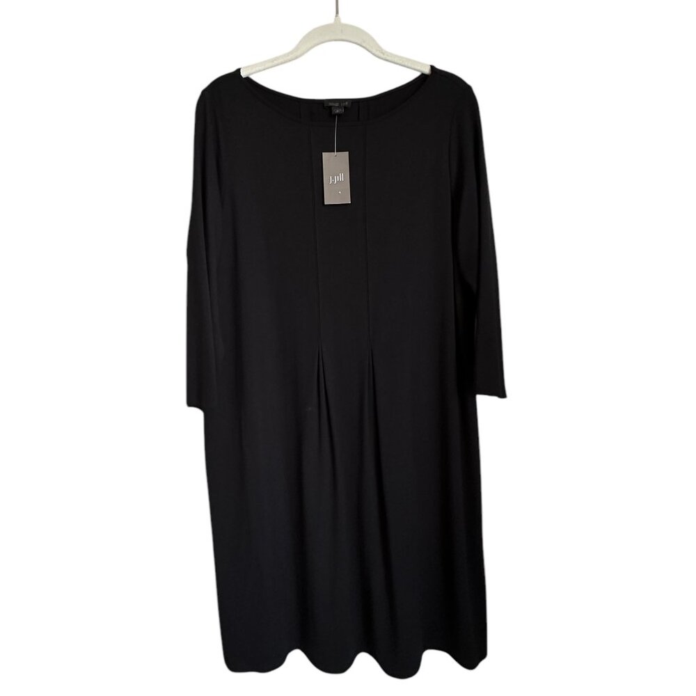 J.JILL Wearever Easy Pleat-Back Dress Black NWT Sz M
